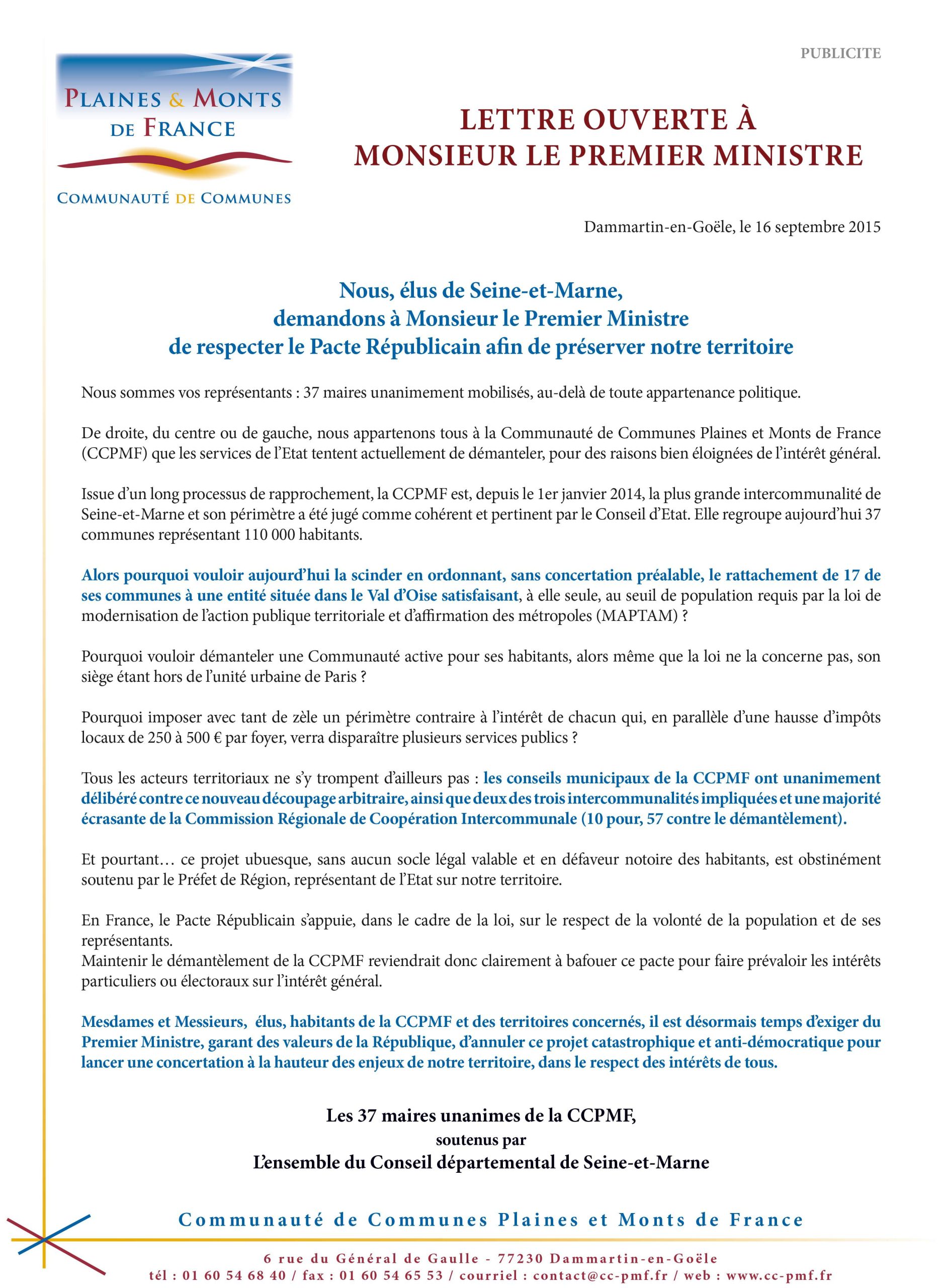 lettre CCPMF