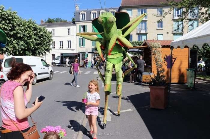 Meaux ► Salon du jardin : les sauterelles géantes chatouillaient les visiteurs sur la place Henri-IV [Vidéo]