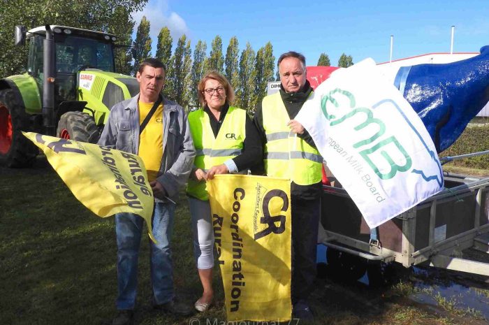 Dammartin-en-Goële ► Les producteurs laitiers ont manifesté devant la centrale d’achat de l’enseigne Aldi
